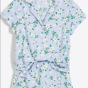 NWT Draper James Gingham Pajama Set Size L Light Blue